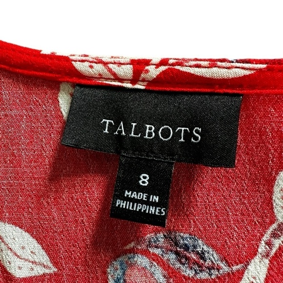 Talbots Red Floral Short Sleeve Dress, Friends Style, 8 - Picture 7 of 10
